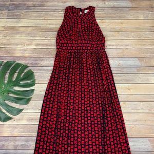 Milly red black circle geometric print maxi dress